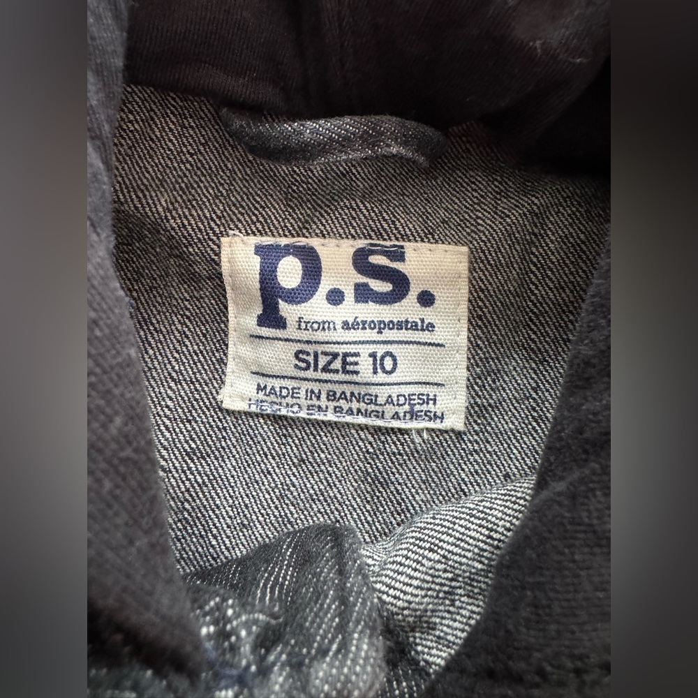 Aeropostale Black Hooded Denim Jacket for Kids sz 10 NWT - Picture 6 of 7